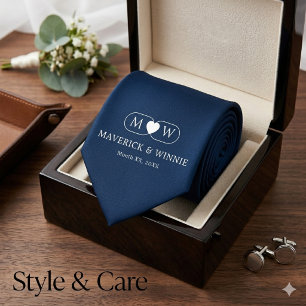 Cravate Mariage Moderne Minimaliste Élégant Bleu Marine Pr