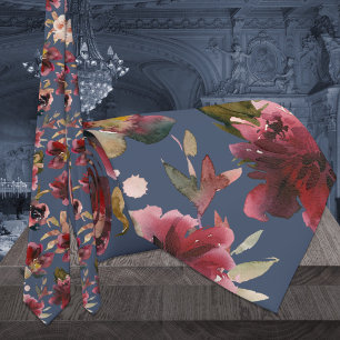 Cravate Mariage Navy Bourgogne framboise rose pivoine