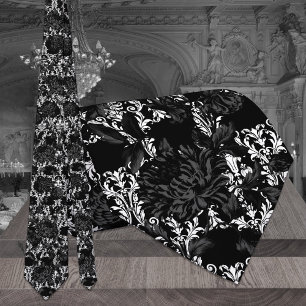 Cravate Mariage noir Damask blanc