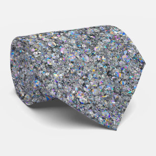 Cravate Mariage Paillettes Brillant Argent 