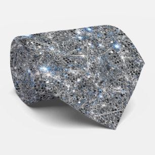Cravate Mariage Paillettes Brillant Argent 