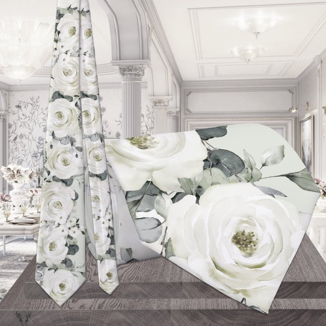 Cravate Mariage Rose White Desdia Sage Green (Créateur téléchargé)