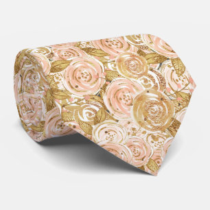 Cravate Mariage Roses Or et Rose