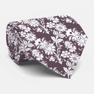 Cravate Mariage Tendance Fleurs Mauve Foncé Violet pour Ga