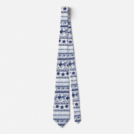 Cravate Marine Bleu Boho Style Océan Motif