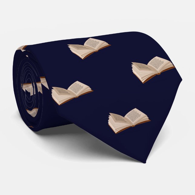 Cravate Marine Blue Book Lovers's Work, Graduation Mens' (Roulé)