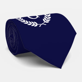 Cravate Marine Blue What Blé Laurel Wreath Initial Monogra