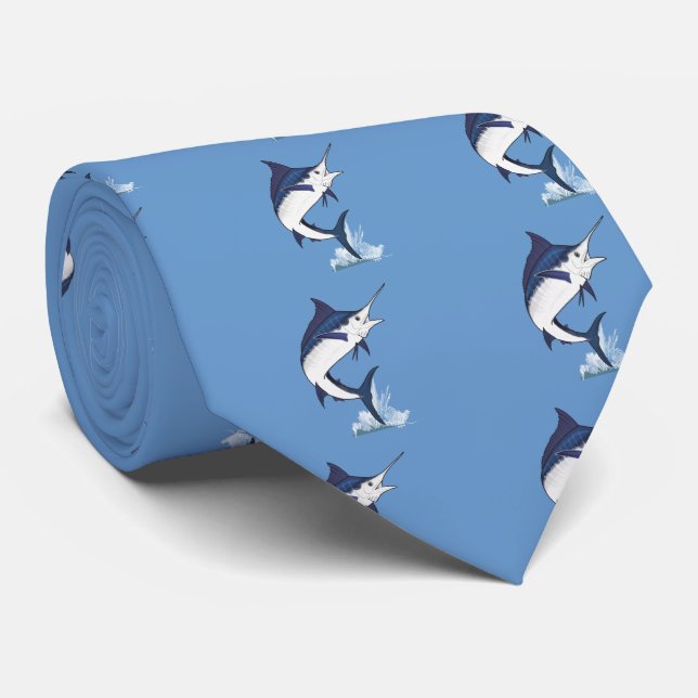 Cravate Marlin bleu atlantique (Roulé)