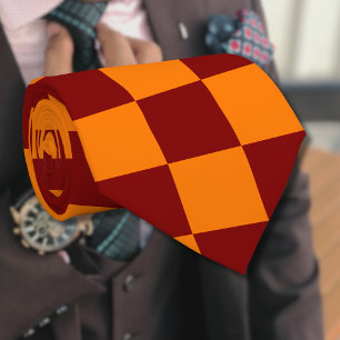 Cravate Maroon et Orange À damiers Vintage