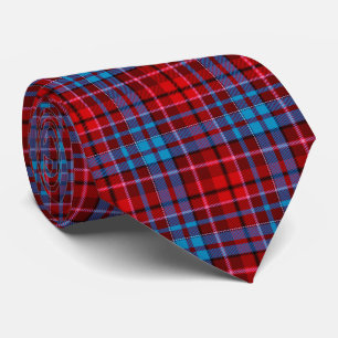 Cravate Marron Bleu Rouge Dessin à Carreaux Tartan