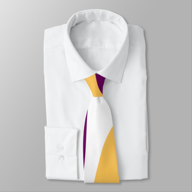 Cravate Marron jaune lignes courbes rouge ondulé design mo (Attaché)