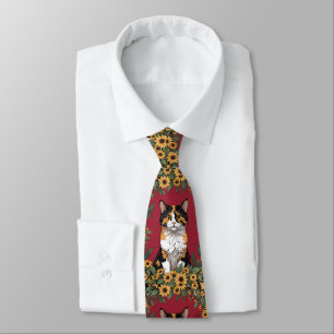 Cravate Maryland Calico Cat et fleurs de Black Eyed Susan
