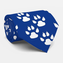 Cravate Mascotte de sport blanc mâcher sur bleu foncé
