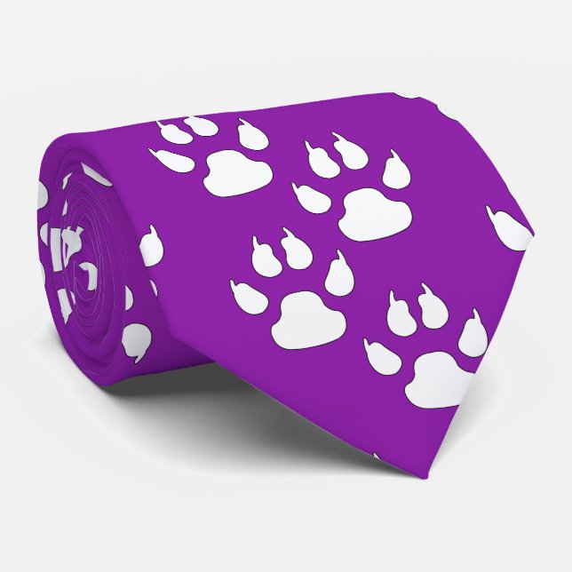 Cravate Mascotte de sport blanc mâcher sur violet (Roulé)