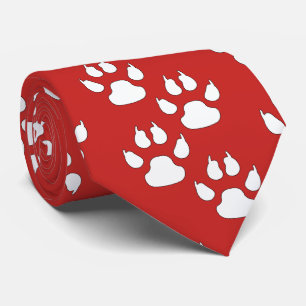 Cravate Mascotte De Sport Blanc Paw Sur Maroon