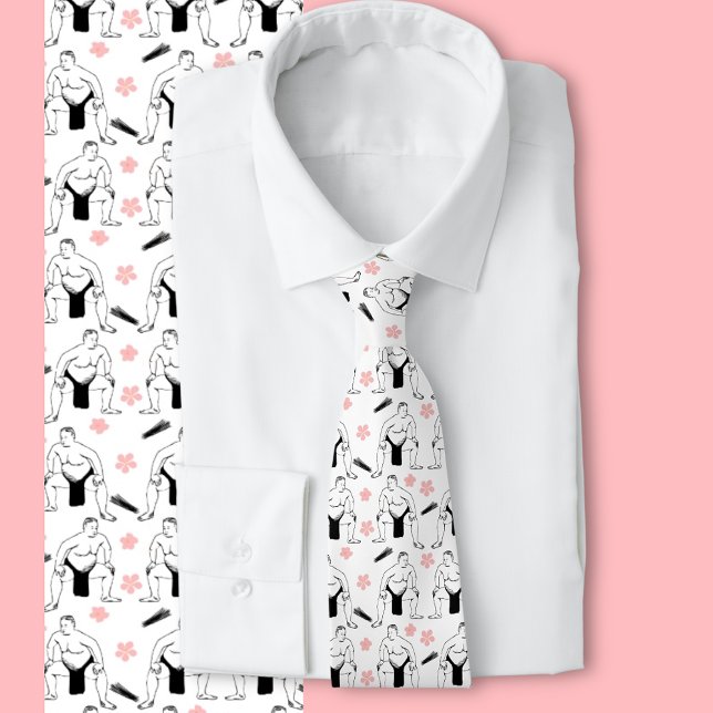 Cravate masculine de Sumo et Cherry Blossoms (Fun sumo wrestling Cherry blossom tie)