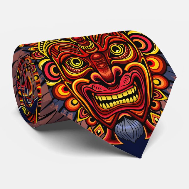 Cravate Masque rituel du roi guerrier tribal (Roulé)