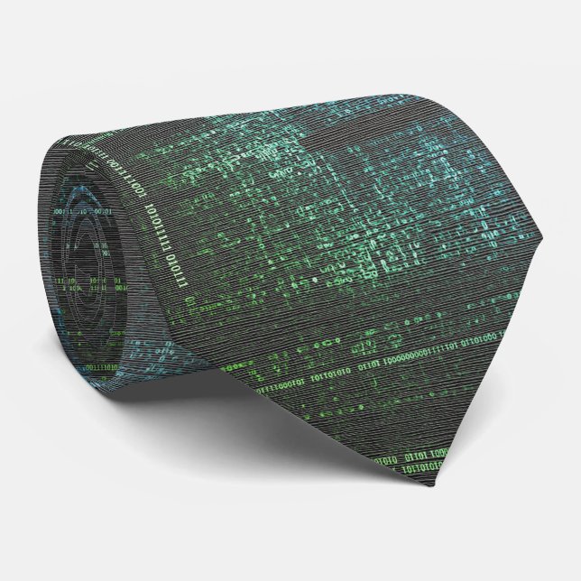 Cravate Matrice Cyber – Code Numérique (Roulé)