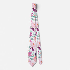 Cravate Mauve Blush étonnant Motif d'aquarelle florale