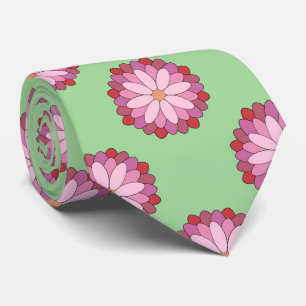Cravate Médaillon asiatique rose pastel Floral