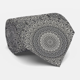 Cravate Médaillons de style tribal gris et noir