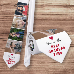 Cravate Meilleur Grand-Père Jamais Coeur 4 Photo Collage