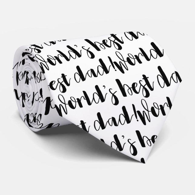 Cravate Meilleur papa Typographie noir et blanc Cadeau (Roulé)