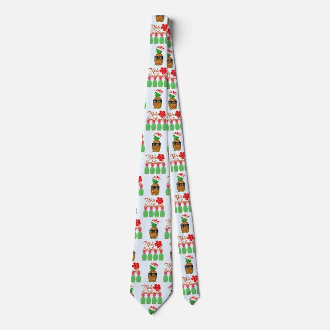 Cravate Mele Kalikimaka Hawaiian Pineappy Joyeux Noël (Devant)