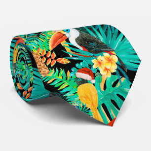 Cravate Mele Kalikimaka Oiseaux de la jungle tropicale (r