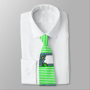 Cravate Men Designer Ties Green Stripe Floral