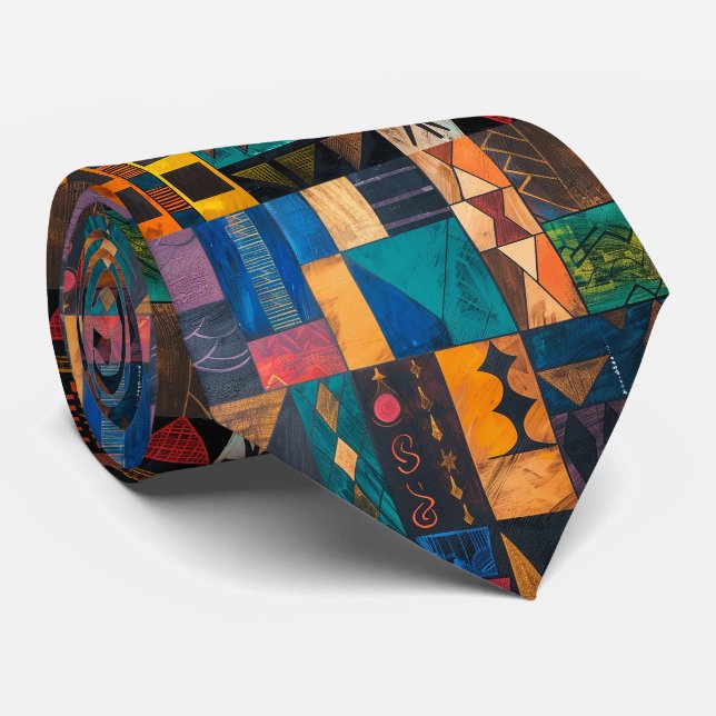 Cravate Men's Nectie Abstract Pattern African Neck Tie (Roulé)