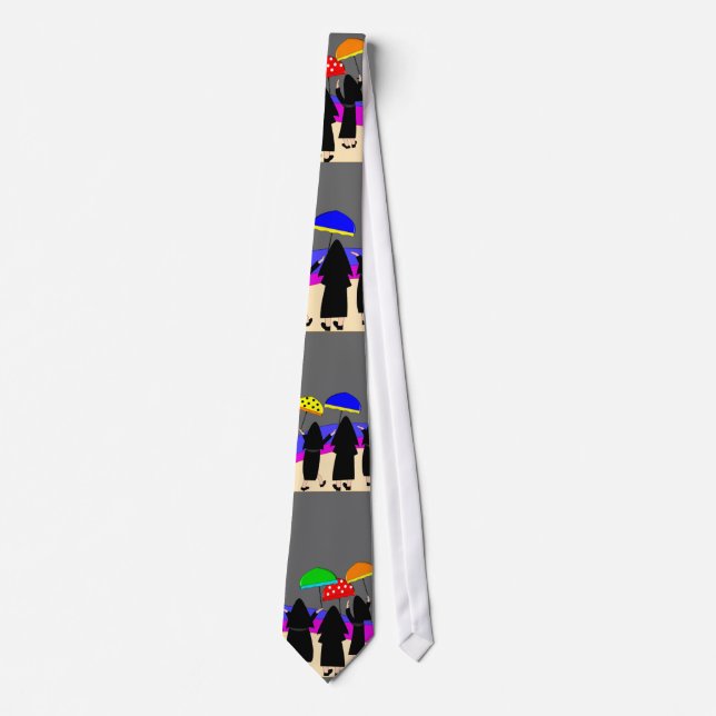 Cravate Mens Nun Art Necktie, "Attente de pluie" (Devant)