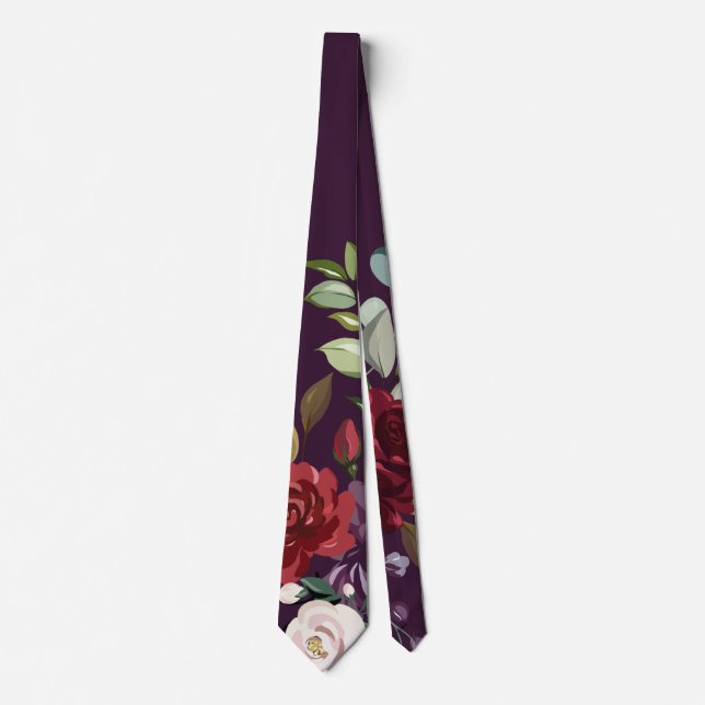 Cravate Mens Plum Purple Rose Or Géométrique Fl (Devant)