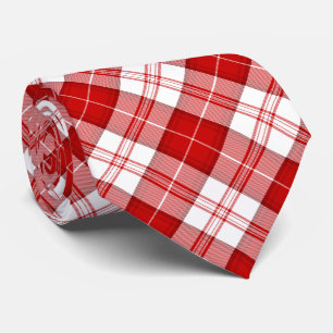 Cravate Menzies tartan rouge blanc plaid