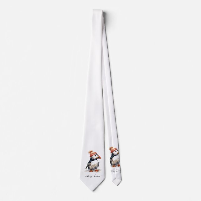 Cravate Merry Puffin, personnalisé (Devant)