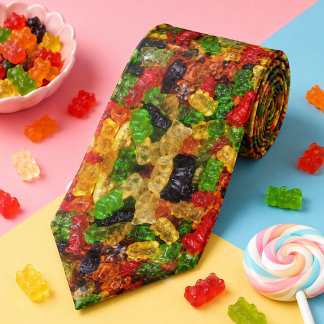 Cravate mignon kawaii arc-en-ciel coloré ours en gélatine