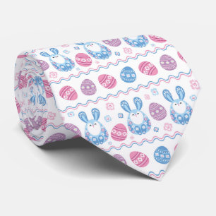 Cravate mignon lapin de Pâques et oeufs carrelé motif