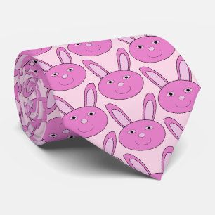 Cravate Mignon Lapin Rose Visage Fille Printemps Pâques