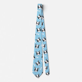 Cravate Mignon motif de Bulldog français et os