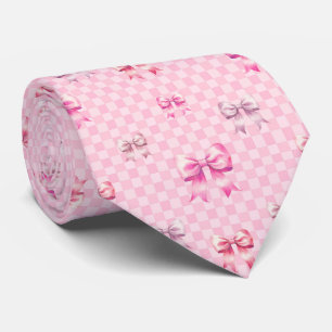 Cravate Mignon Ruban Rose et Motif Fillette Gingham Sucré