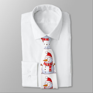 Cravate Mignonne bonhomme de neige portant un casquette ro