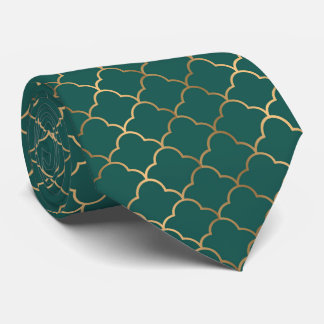Cravate mignonne de motif d'art déco d'or vert