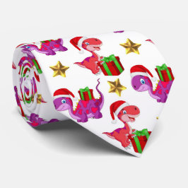Cravate mignonne de motif de dinosaure de Noël