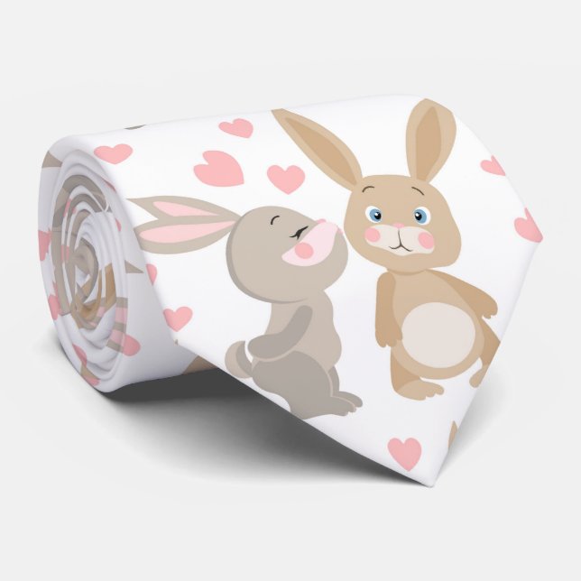Cravate Mignons lapins Valentine (Roulé)