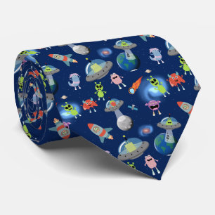 Cravate Mignons monstres aliens modernes motif espace enfa