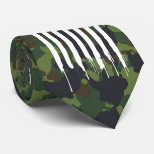 Cravate Military Camouflage Camo White US Flag