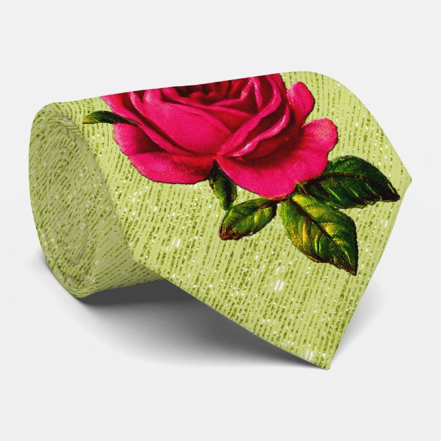 Cravate Milo Dale Rose Green Stripped Necktie Homme (Roulé)