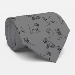 Cravate Miniature Schnauzer Line Art Motif 001 Grey