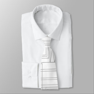Cravate minimaliste Gray & White de style géométri