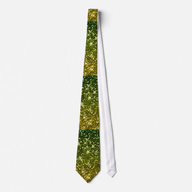 Cravate Miroiter les parties scintillantes vert-foncé d'or (Devant)